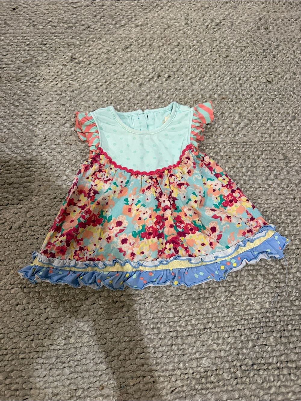 Matilda Jane Girl's Floral Ruffle top in Mint, Pink, Yellow